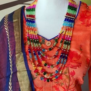 New boutique orange /Navy short top salwar suit set